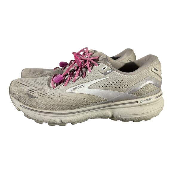 Brooks Ghost 15 Women’s Size 8 Running Shoes Gray Pink Cushioned Sneakers - Picture 4 of 8